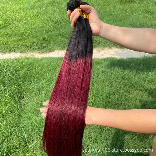 Factory Outlet Brazilian Human Hair Straight 3 Bundles Dark Roots Ombre T1B/99J Burgundy Virgin Hair Extensions Silky Straight